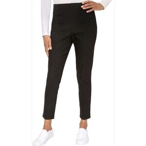 Mario Serrani Womens Size M Textured Ankle Pants Black Stretch Old Money Office